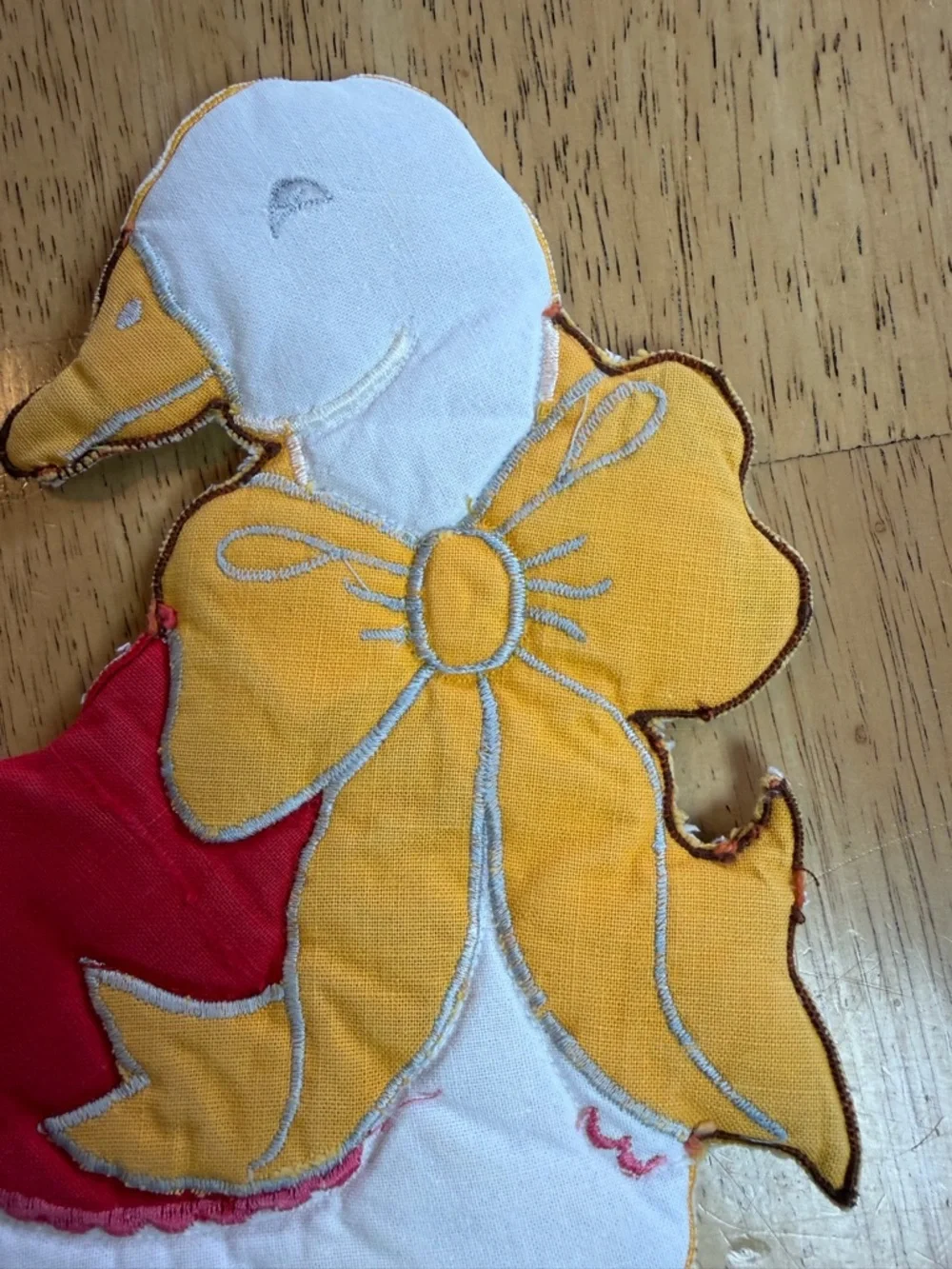 Vintage Duck Potholder Applique Quilted Cottagecore Kitchen Decor 9x8.5”